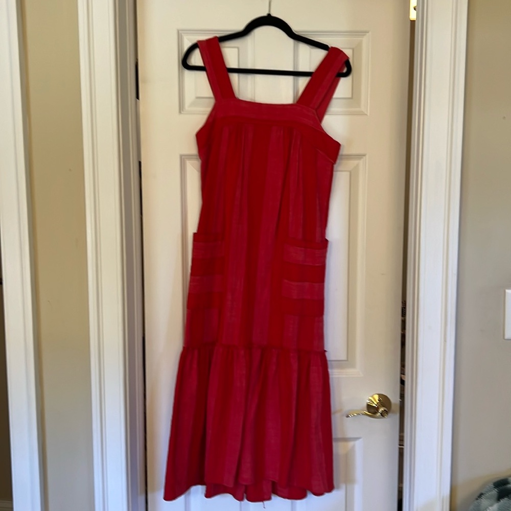 Anthropologie Maeve red/pink striped dress
